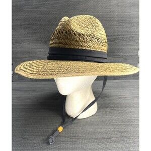 Columbia Straw Sun Garden Hat 4" Brim Brown Band Adjustable Sweat Band Unisex M